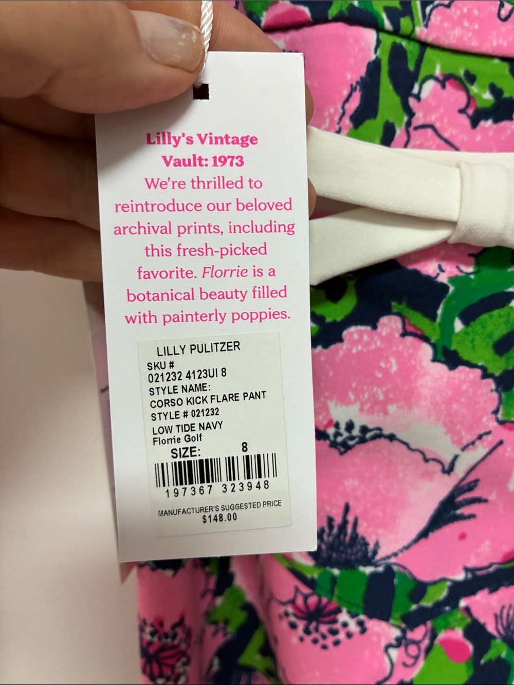 Lilly Pulitzer NWT Pink Floral Wide-Leg Pants Performance Fabric - Picture 5 of 11